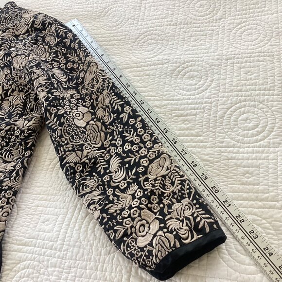 Vintage CHICO’S DESIGN Floral Embroidered Jacquard Jacket Size XL Silk Asian - Picture 11 of 12